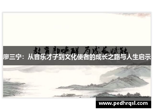 廖三宁：从音乐才子到文化使者的成长之路与人生启示